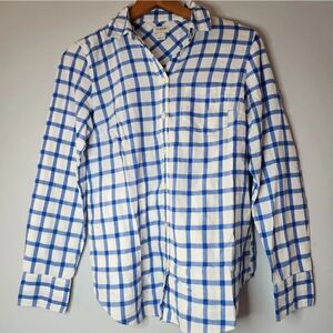 J.Crew Factory Women's XS Blue Windowpane Plaid Light-Wt. Flannel Shirt